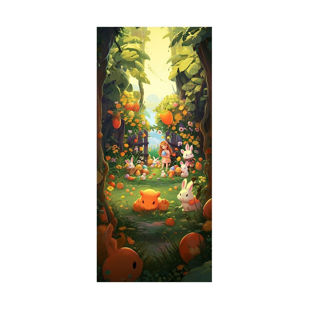 Tapeçaria Happy Easter Rabbit Wall 180x90cm em microtecido