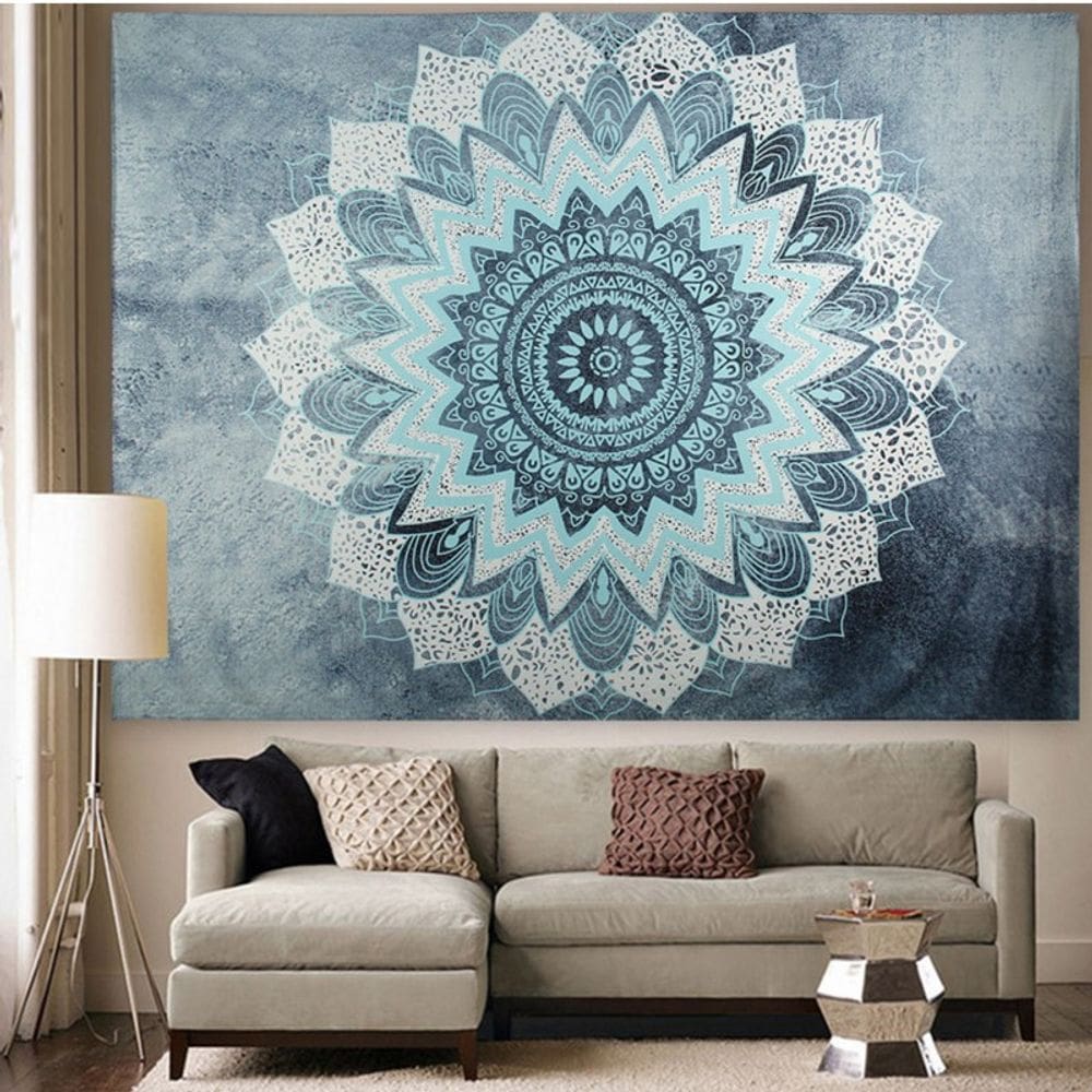 Tapeçaria, mandala, microtecido de parede, 200x148cm, decoração de quarto