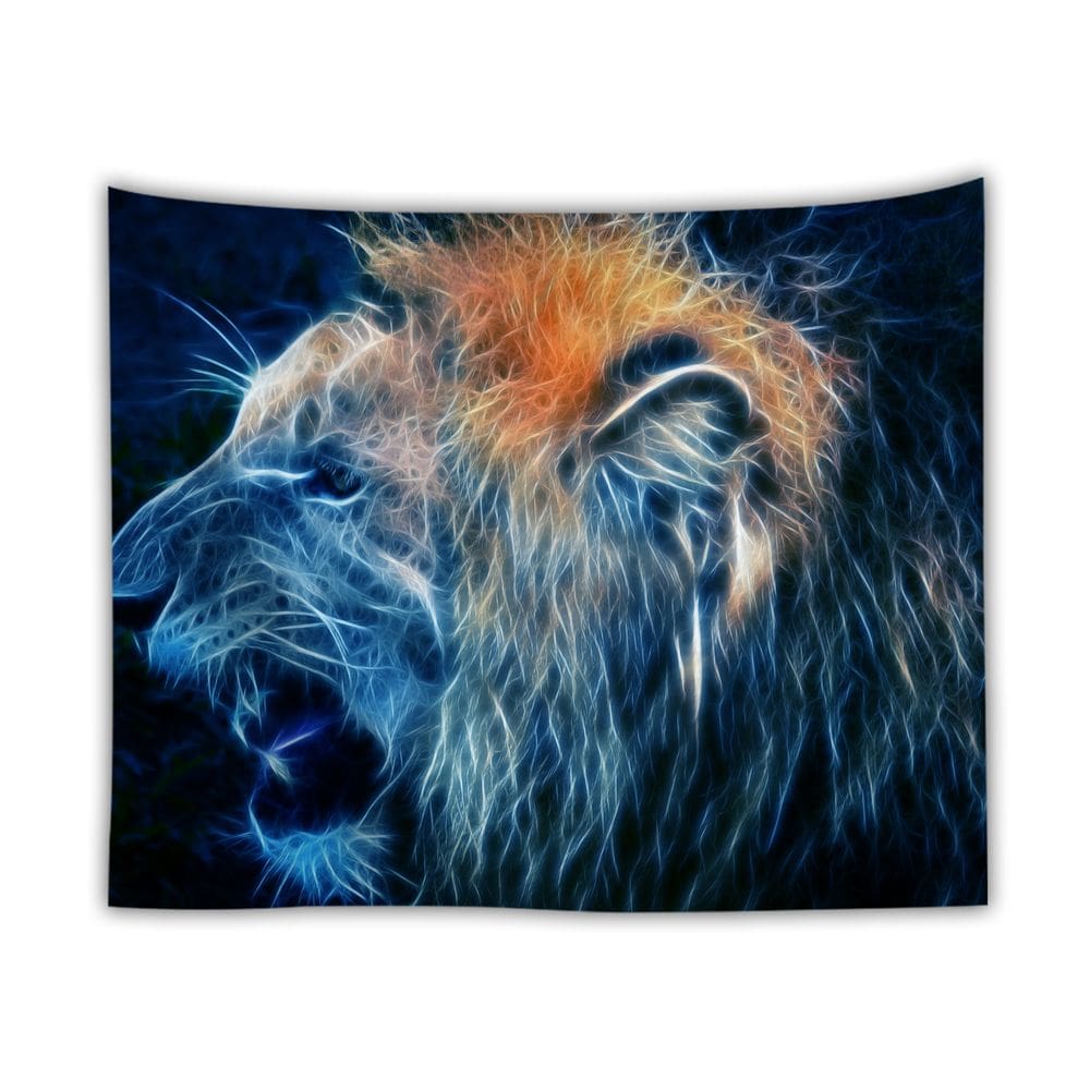 Tapeçaria Animal Lion Wall Microfabric 150x150cm Estética de quarto