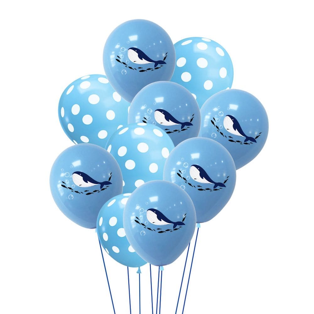 Kit de balões Whale 10 Latex Azul 30cm