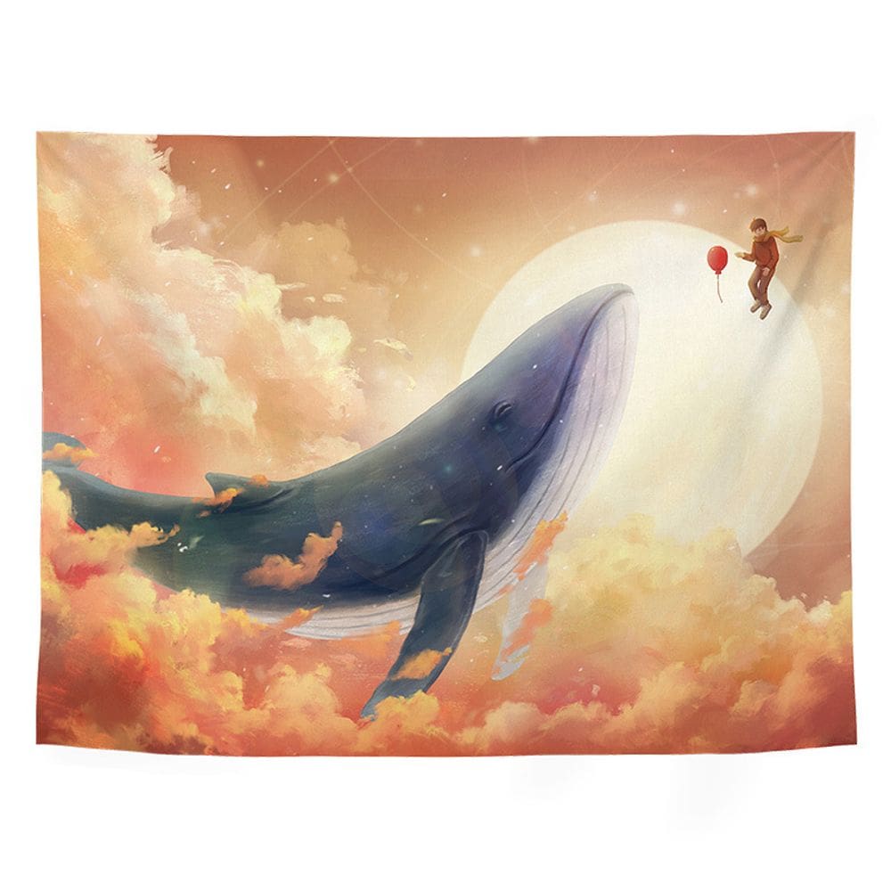 Tapeçaria Whale Wall Room Aesthetic 100x75cm, microtecido
