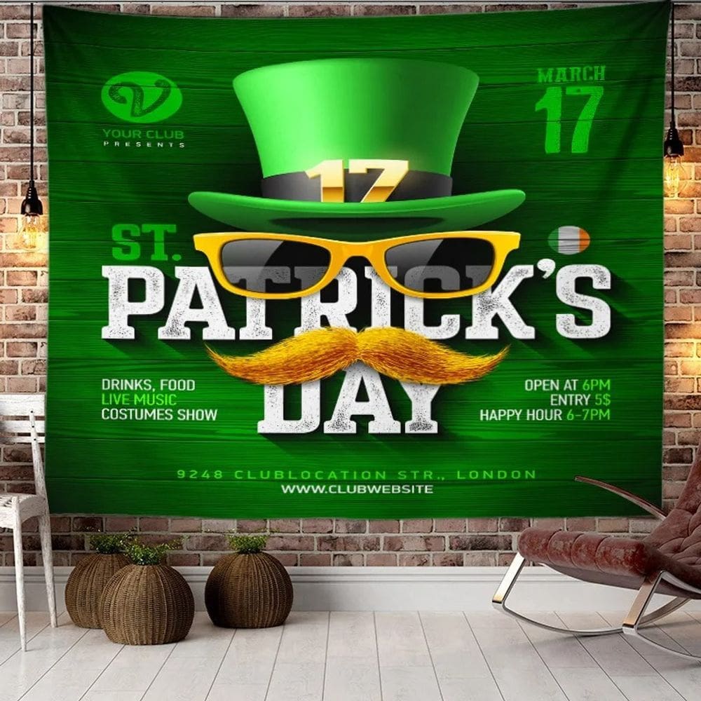 Tapeçaria Patricks Day Wall 280x150cm em fibra de poliéster