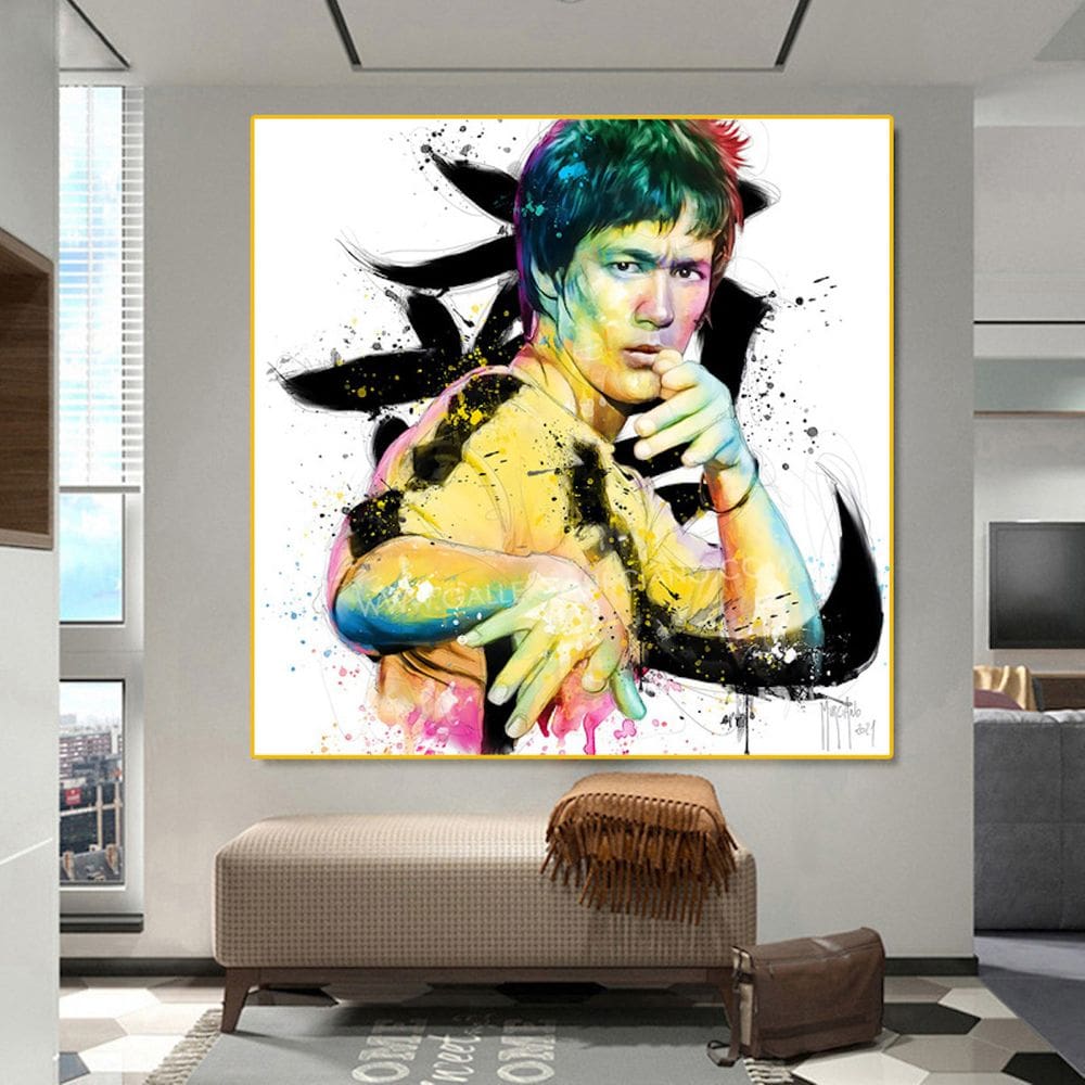 Pôster de pintura de parede em tela Bruces Lees Anime 40x40cm