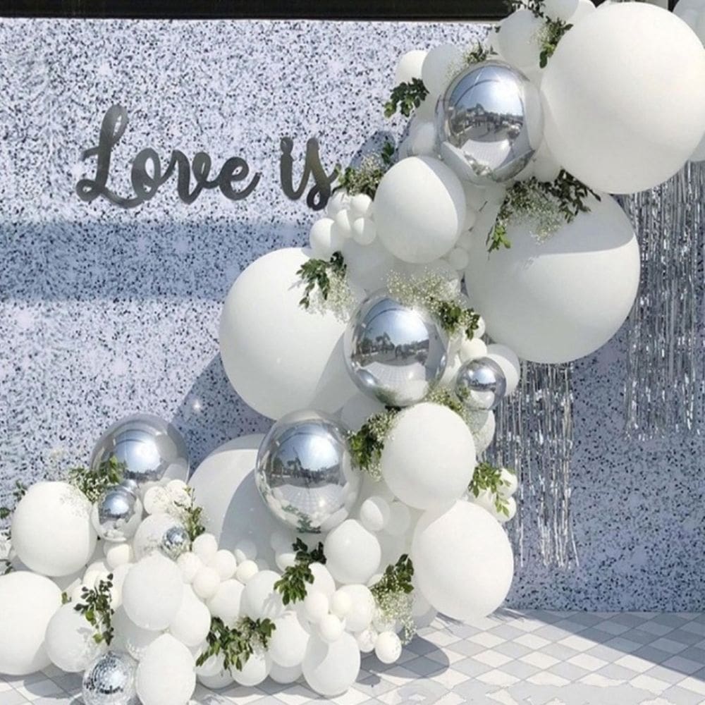 Kit Balloon Arch, 125 unidades de balões de látex, branco, cinza