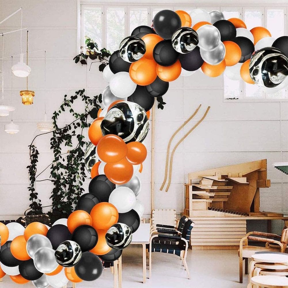 Kit Balloon Arch, 112 unidades de balões de látex preto-alaranjado