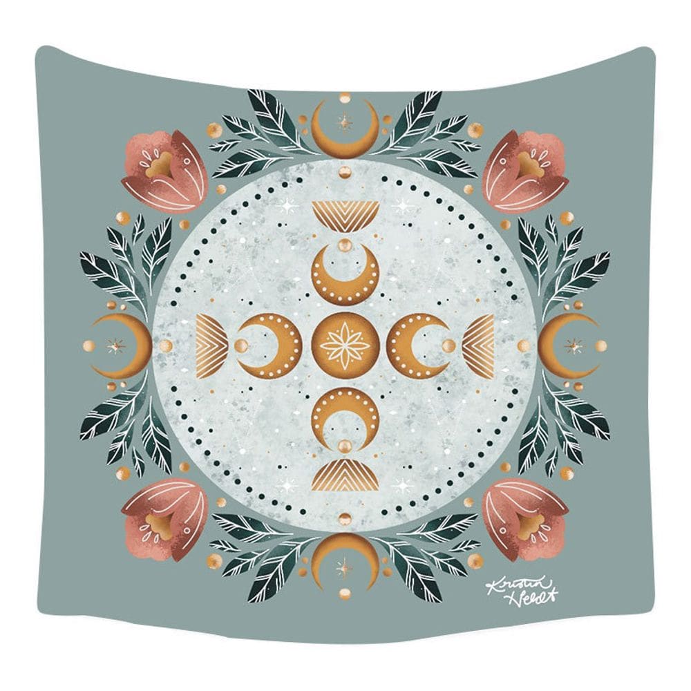 Tapeçaria Moon Wall Plant Painting 150x150cm Microfabric