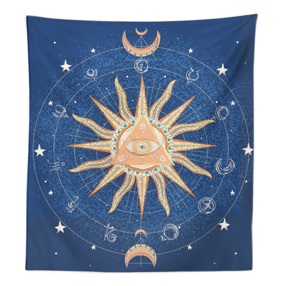 Tapeçaria colorida Star Moon Sun Wall 150x100cm, microtecido