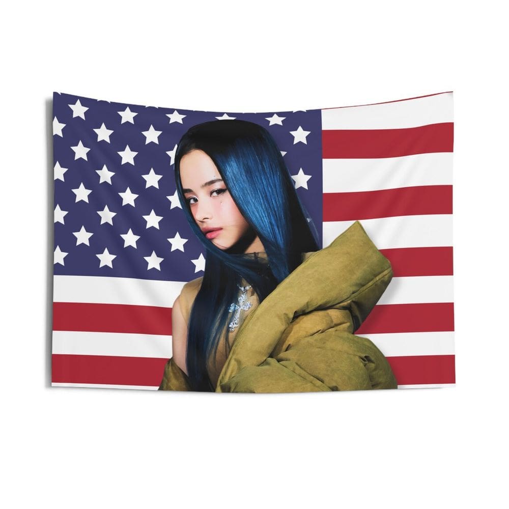 Tapeçaria Xg Girl Group American Flag Room 90x60cm em microtecido