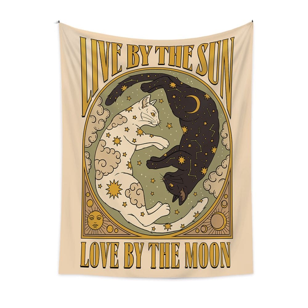 Tapeçaria de parede Live By Sun Love By Moon Cat 150x130cm