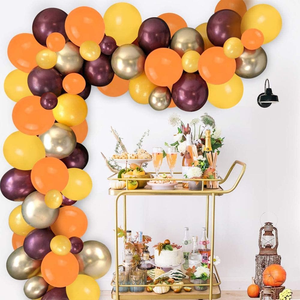 Kit Balloon Arch, 102 unidades de balões de látex laranja, vinho tinto