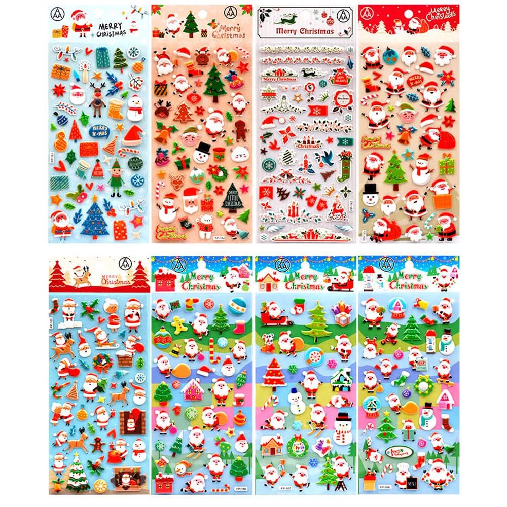 Adesivos fofos Papai Noel 3D para bolsa de festa infantil