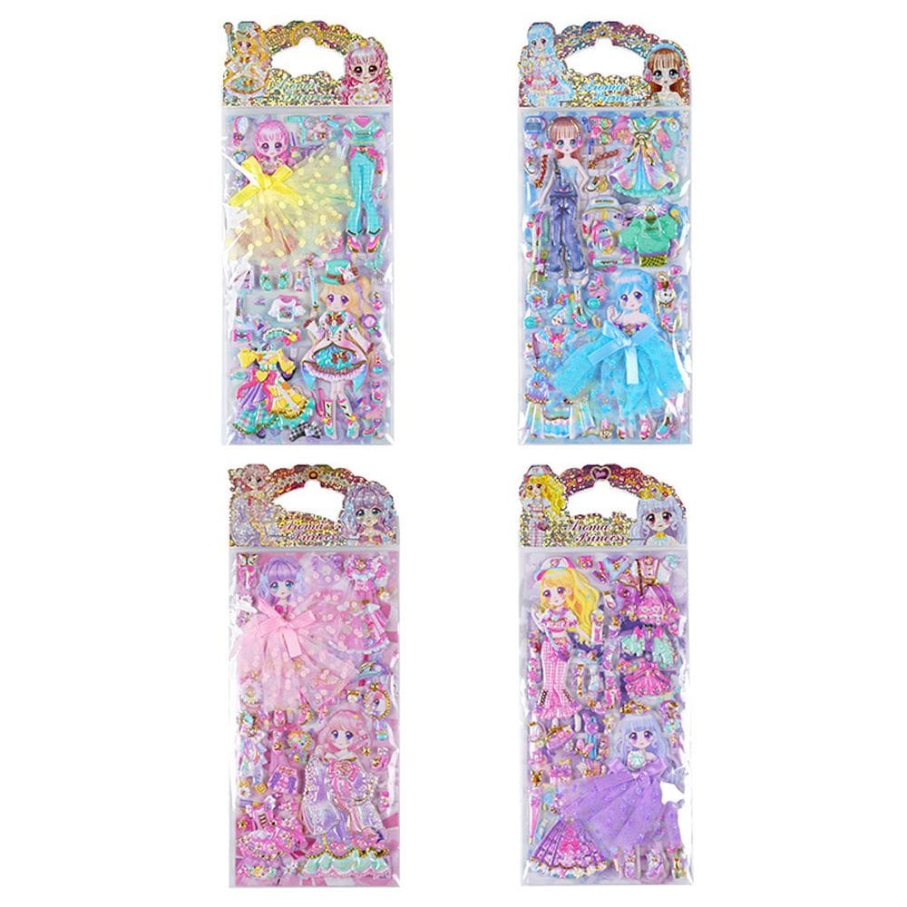 Adesivos Princess Double-Layers 3D Puffy para crianças x4