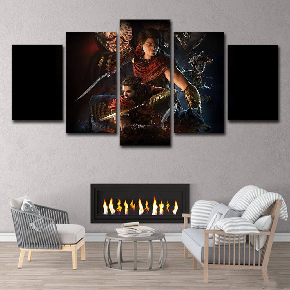 Arte de parede em tela com 5 painéis Alexios Anime sem moldura 25x38cm