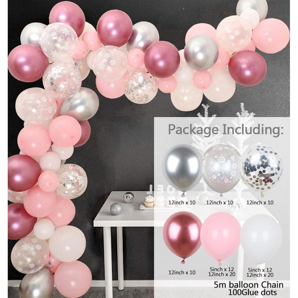 Kit Balloon Arch, 92 unidades de macarons, rosa, branco, látex, confe