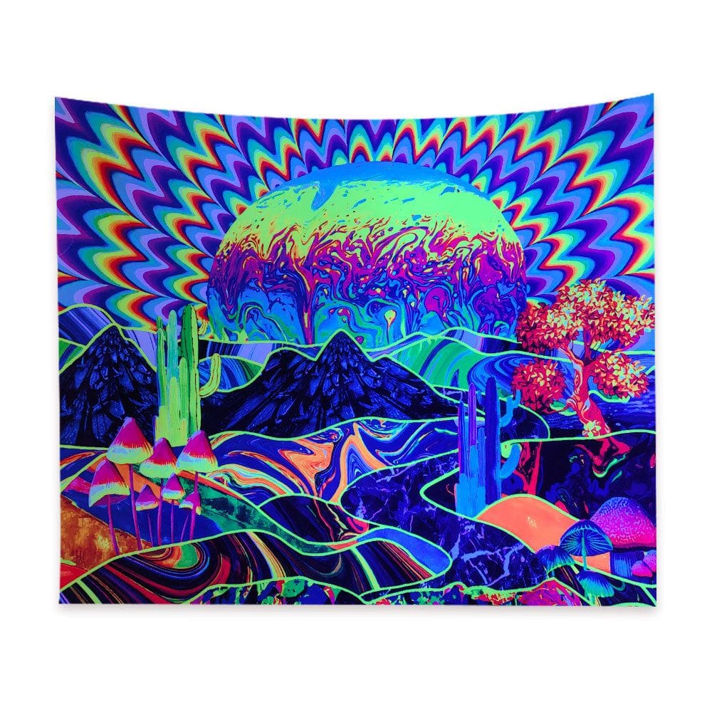 Tapeçaria fluorescente Alien Planet Wall 150x150cm em microtecido
