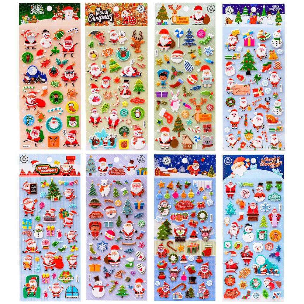 Adesivos fofos Papai Noel 3D para bolsa de festa infantil