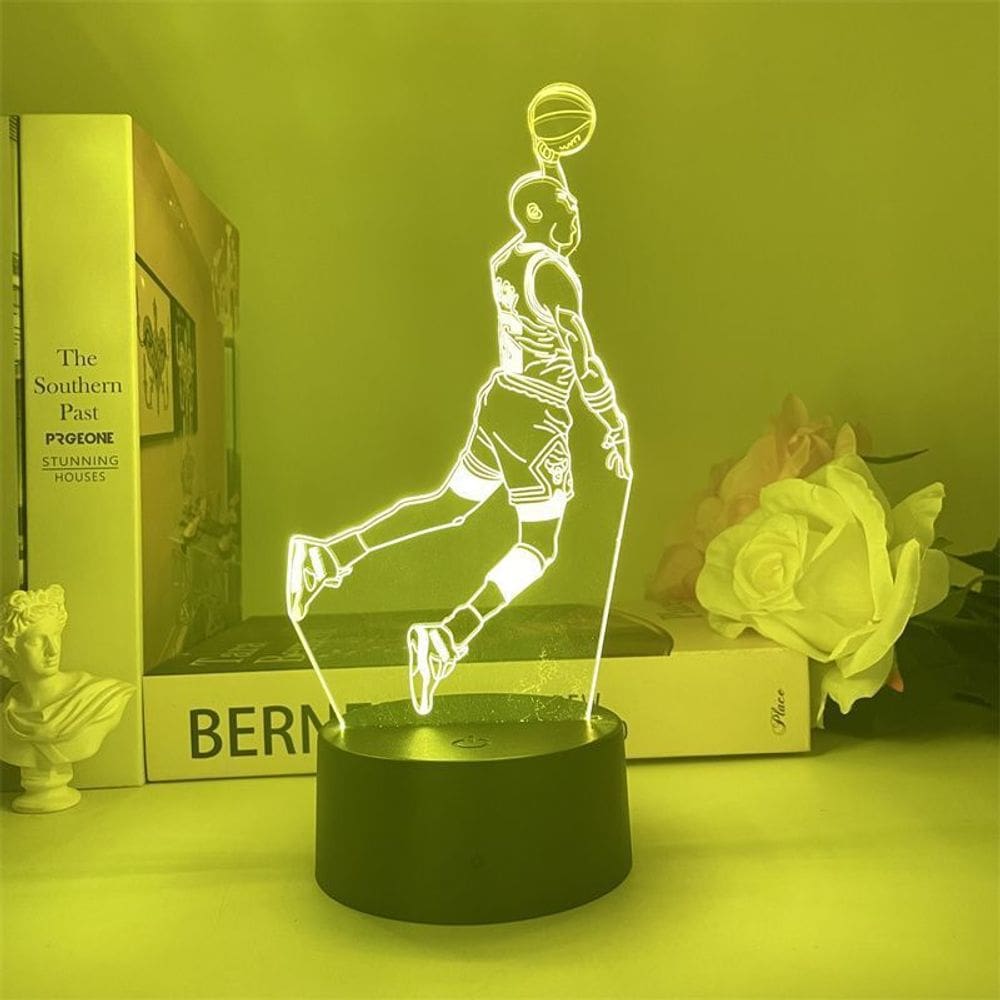 Luz noturna LED 3D Michael Jordans Mudando a cor das bolas de basquete