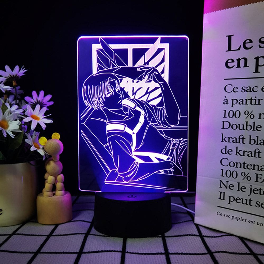 Luz noturna LED 3D Attack on Titans Levi`s Ackermans Color C