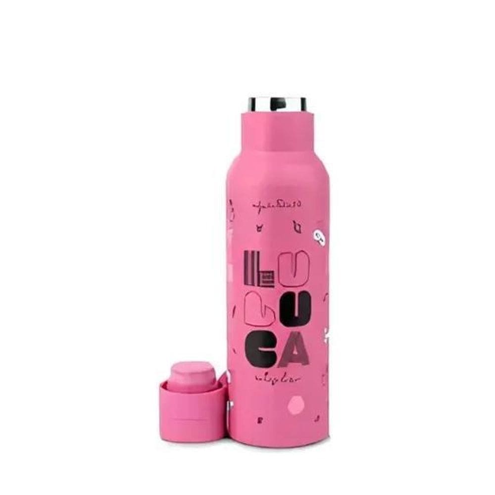 Garrafa Térmica Squeeze Inox Rosa Com Alça Luluca 500Ml