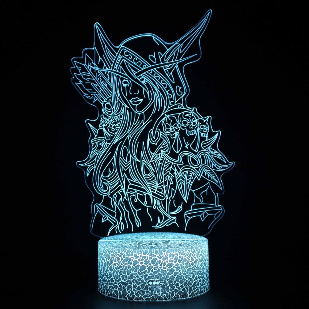 Luz noturna LED 3D Worlds Of Warcrafts Sylvanas Windrunners