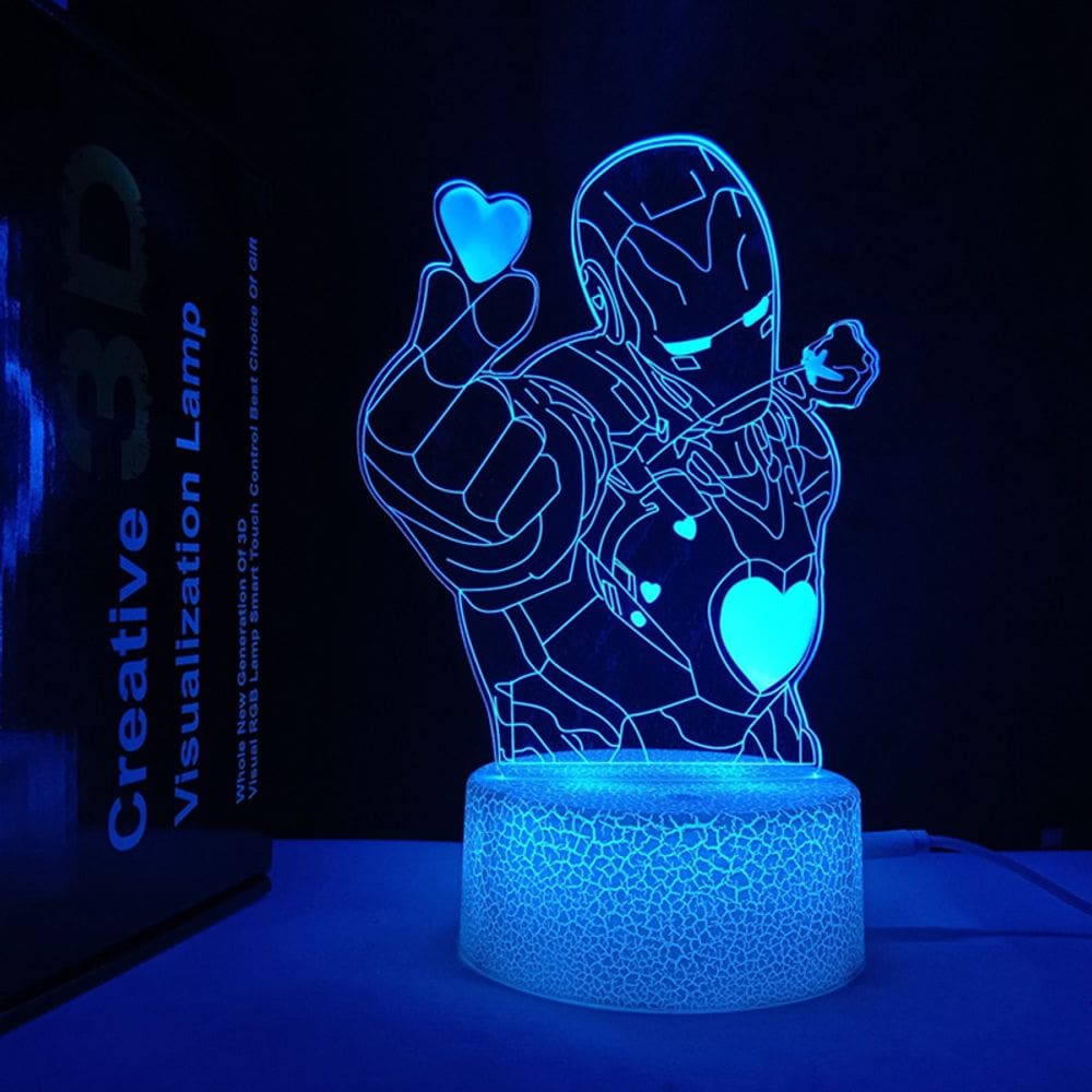 Luz noturna LED 3D Iron Man Tony Stark`s Color Changing