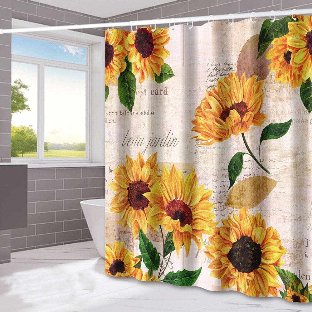 Cortina de chuveiro Vintage Sunflower Botanical 180x180cm