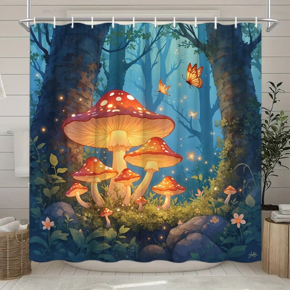 Cortina de chuveiro Fantasy Mushroom Forest Waterproof 180x200cm