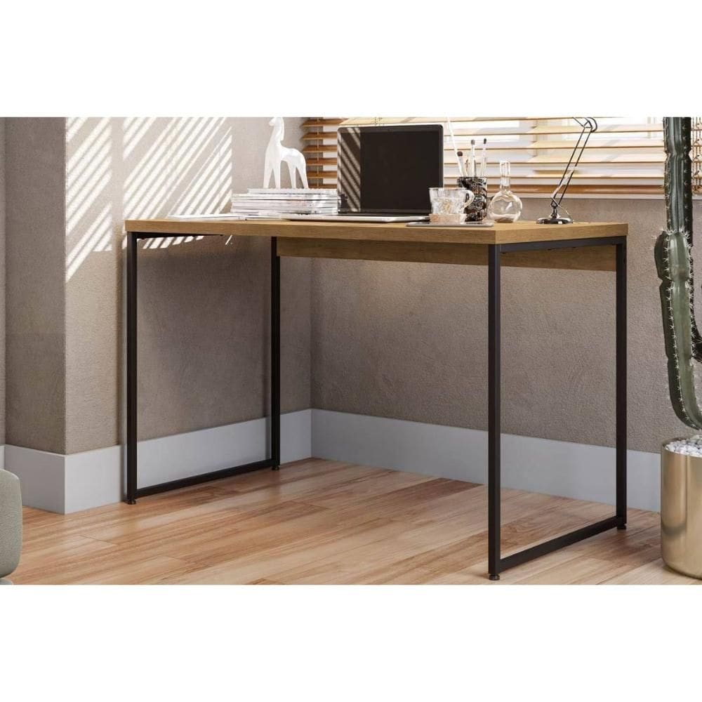 Mesa de Escritório Secretária Industrial LI002 Canela/Preto Kappesberg