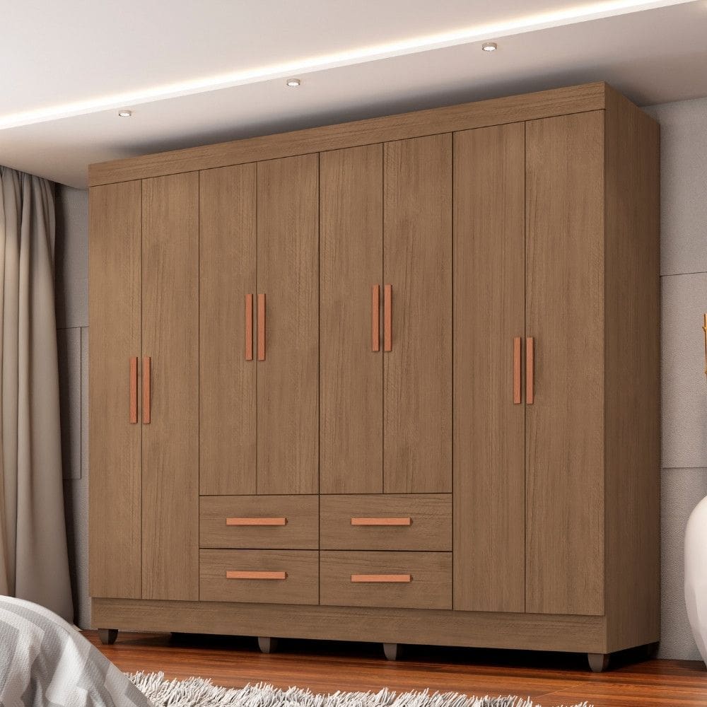 Guarda Roupa Casal 8 Portas 4 Gavetas com Pes Lite Moveis Leao