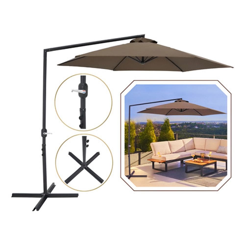 Guarda Sol Suspenso De Piscina Jardim Bel Marrom 3m Gira 360