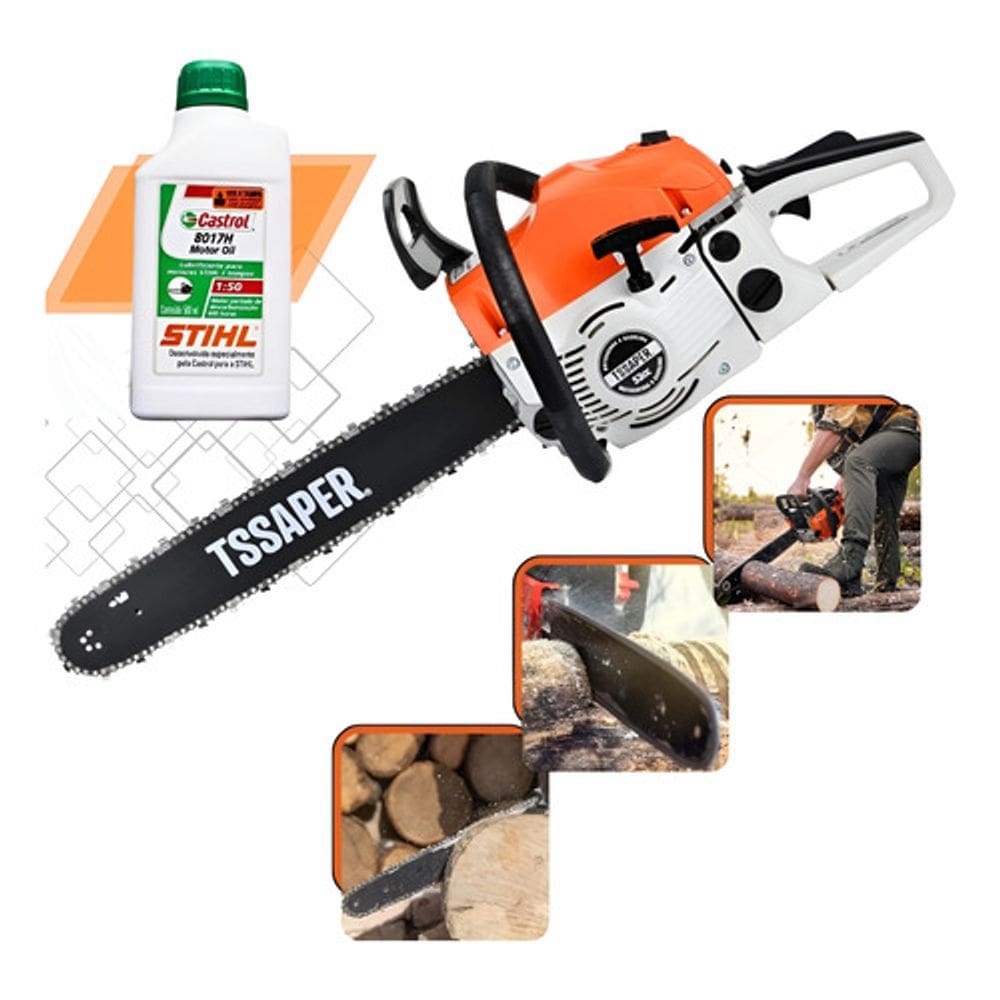 Motosserra a Gasolina T-ssaper Mg52cc com Sistema Anti Vibraçao 3hp Super Forte