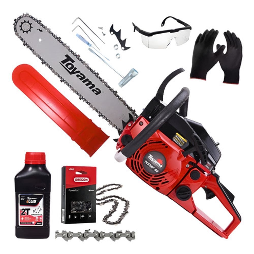 Moto Serra Profissional a Gasolina Toyama Tcs58f G2 54.5cc 2t Forte e Robusta P/ Desdobra + Óleo 2T + Acessórios