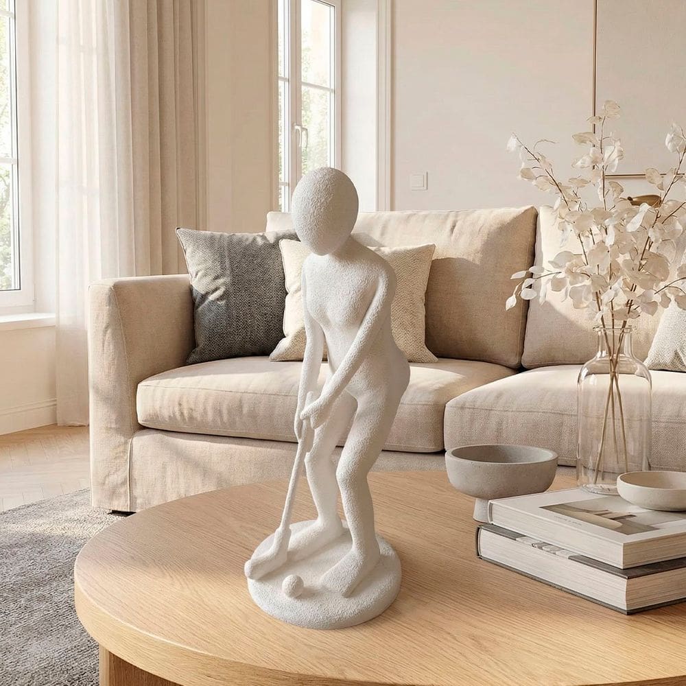 Miniatura Estatueta Jogador De Golfe Taco Enfeite Em Resina