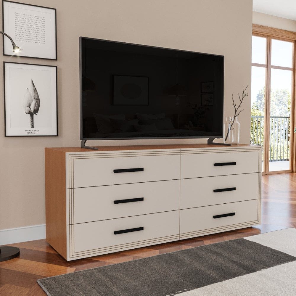 Cômoda Valência 6 Gavetas Freijó Creme Politorno Móveis