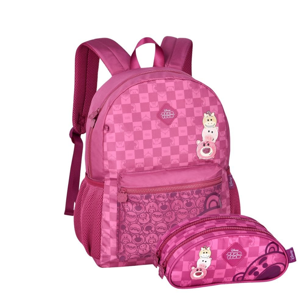 Mochila De Costas Tsum Lotso Lancheira Térmica Estojo Duplo