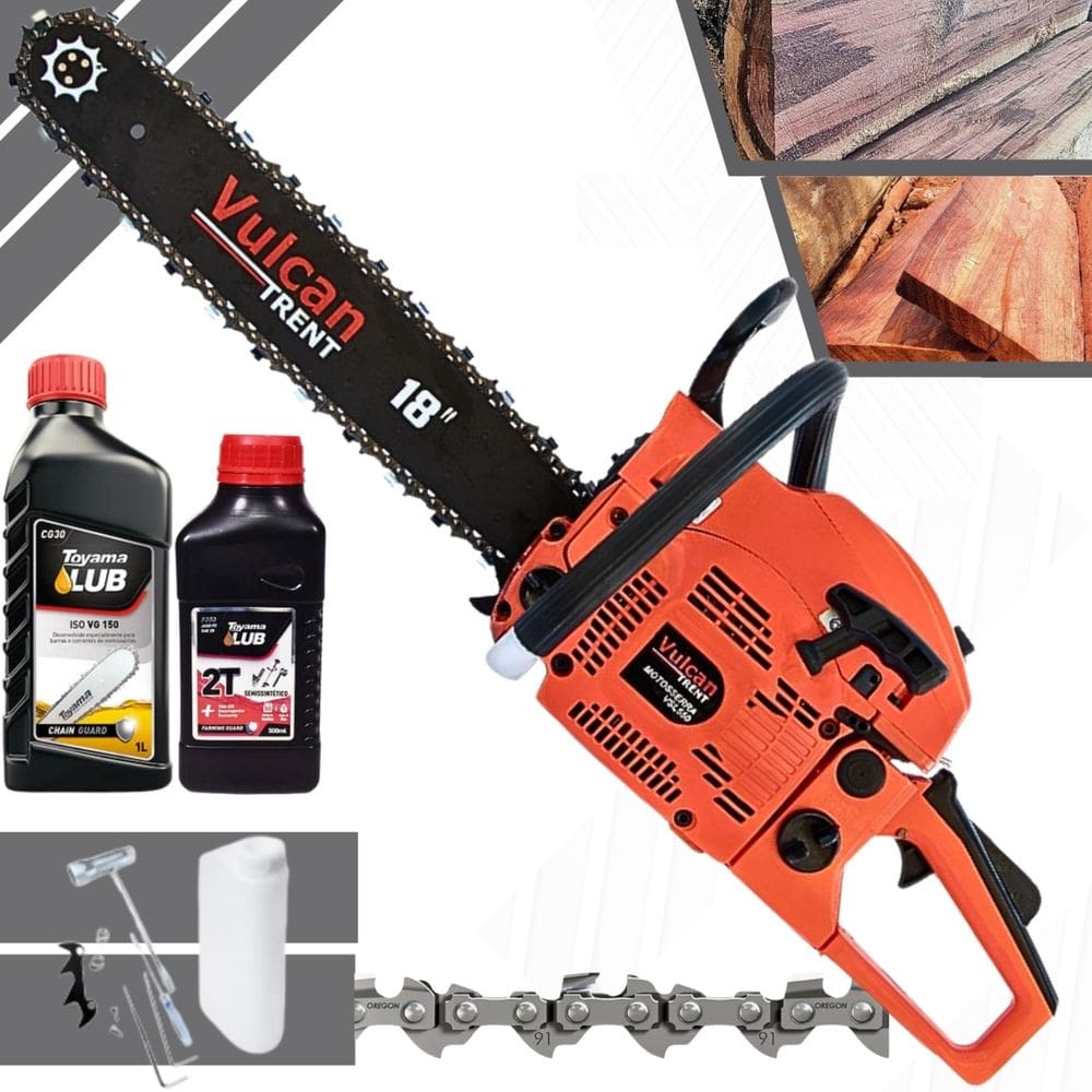 Motoserra Gasolina Vulcan Vsl550 3hp P/ Poda, Corte De Lenha