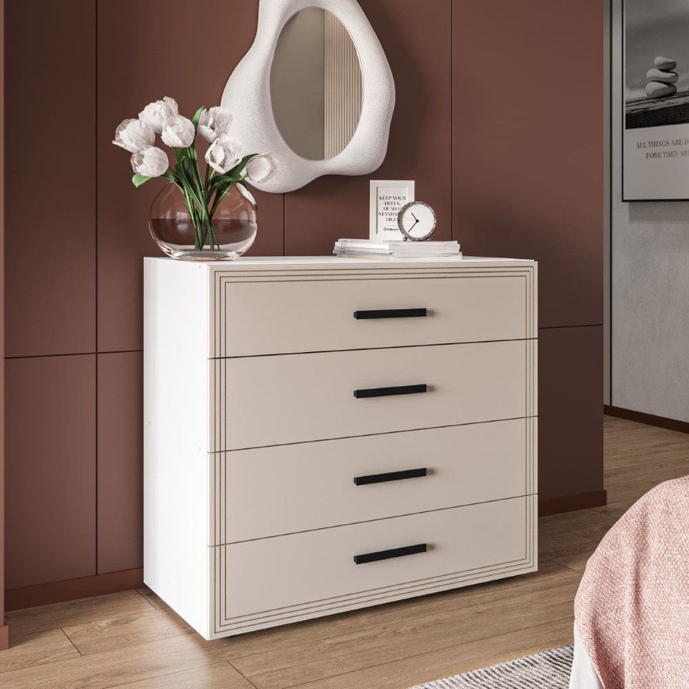 Cômoda Valência 4 Gavetas Branco Creme Politorno Móveis