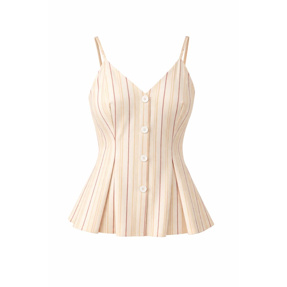 Blusa Feminina Tricoline Listrada Decote V Elegante Moderna