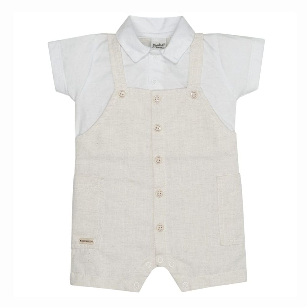 Macacão Bebe Curto Menino Sarja / Malha Linho - Sonho Mágico