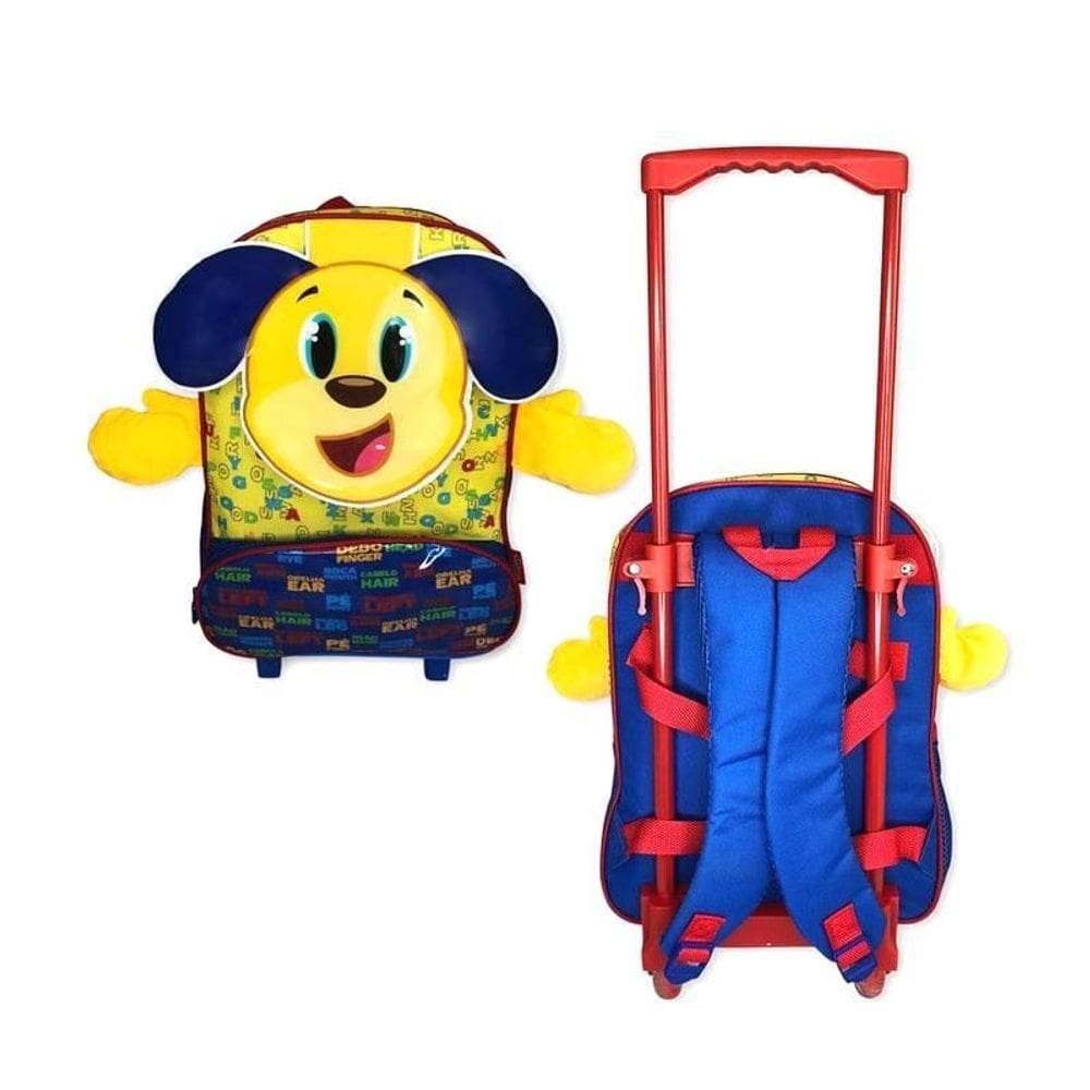 Mochila Infantil Escolar Cachorro Amarelo Com Rodinha 13 Lts