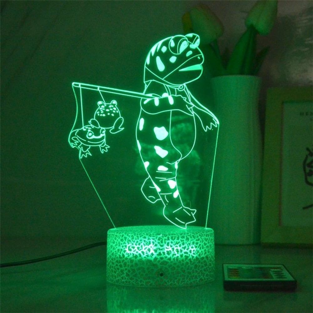Figura de sapo com tema de anime de desenho animado Plush Night Light Lonely Frog