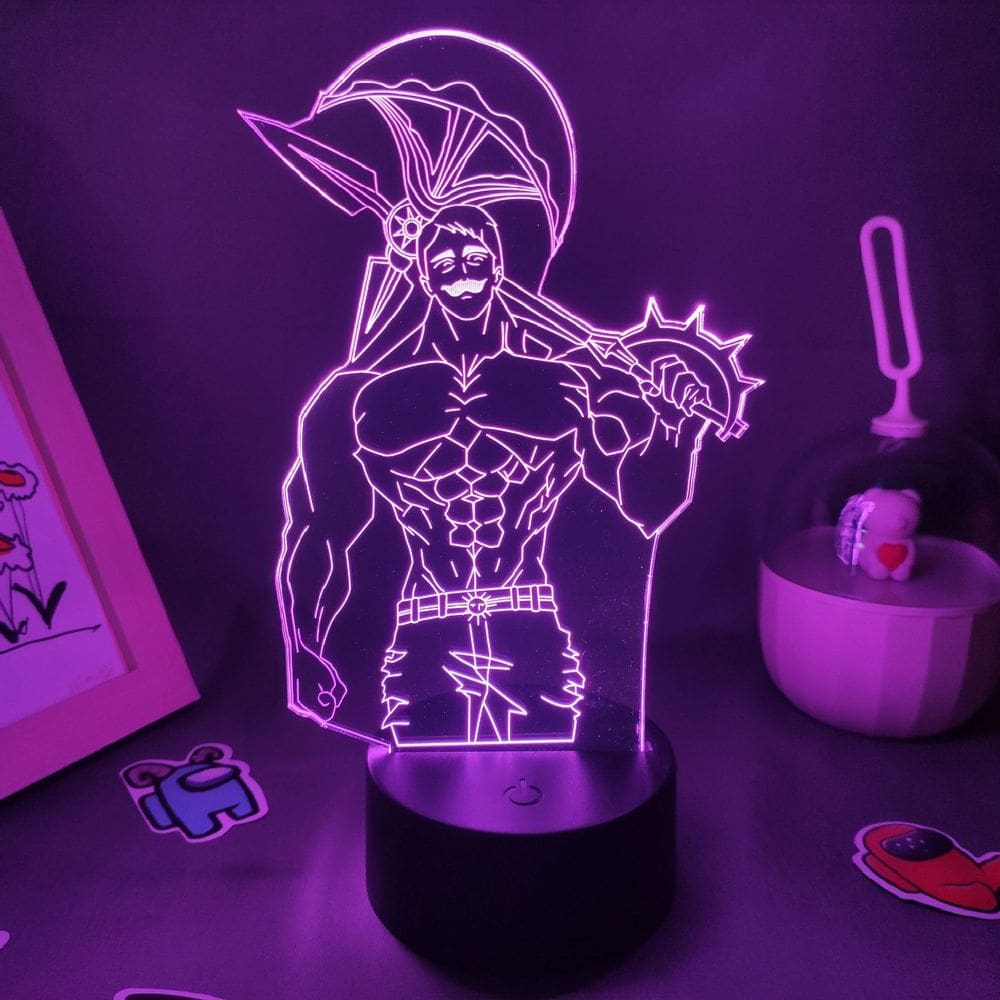 Anime Night Light The Seven Deadly Sins 3D em acrílico com base