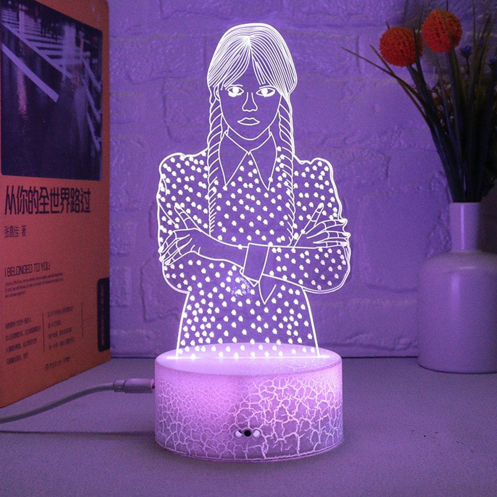 Luz noturna 3D Addams Family Wednesday USB Touch Colorful