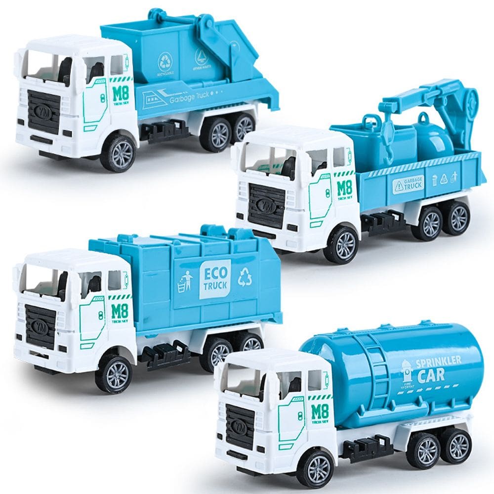 Conjunto de brinquedos: escavadeira movida a fricção e caminhão de saneamento para crianças