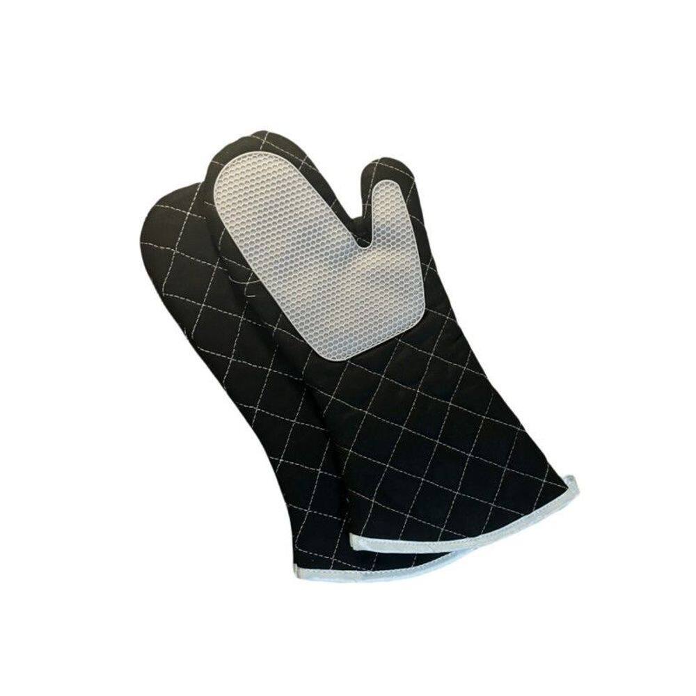 Luvas de forno, silicone preto, resistentes ao calor, 500°C, conjunto de 2