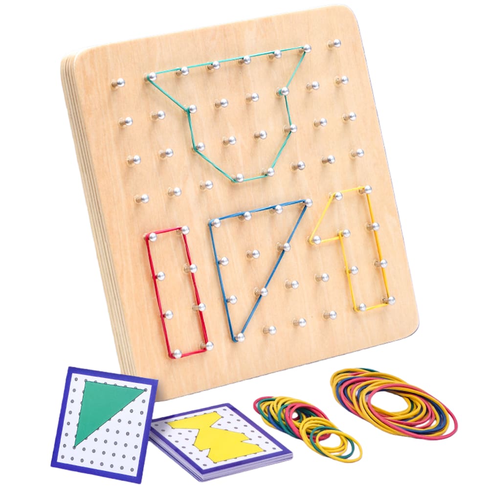Pegboard geométrico Montessori de madeira para crianças 15x15x1.5cm