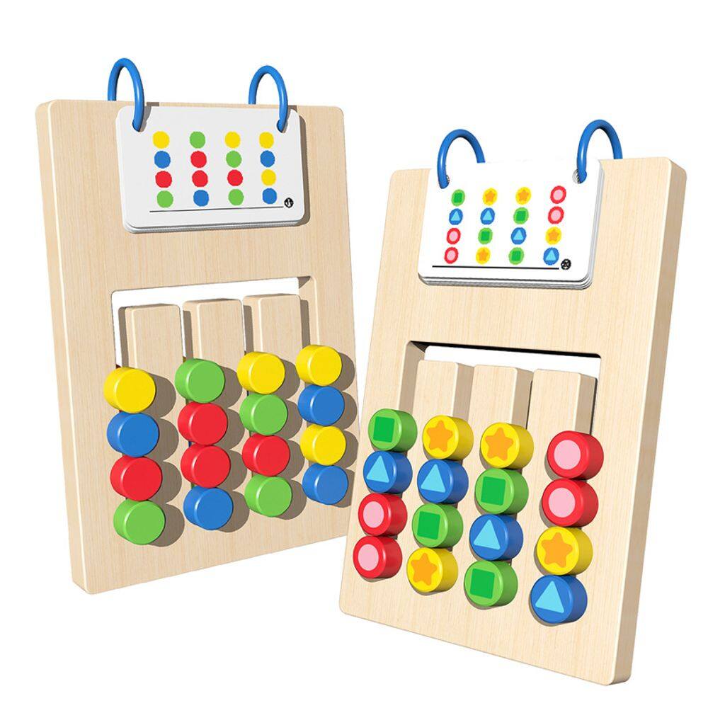 Brinquedo educativo de madeira, dupla face, quatro cores, jogo infantil