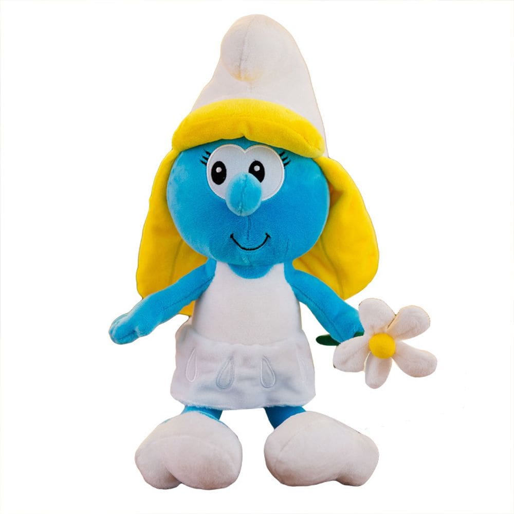 Brinquedo de boneca de pelúcia azul Smurfette 40 cm de pelúcia macia de desenho animado