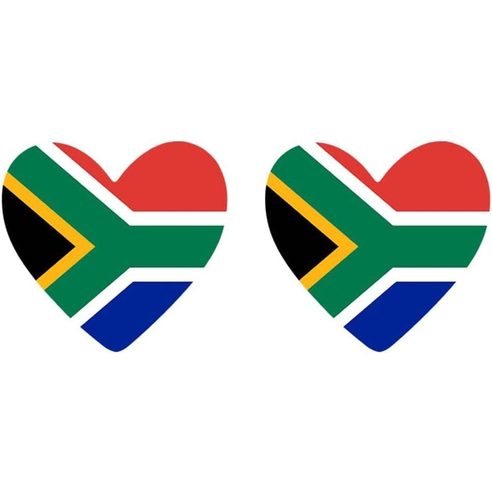 Conjunto de adesivos de bandeira da África do Sul 108 unidades de PVC, coração, retano redondo