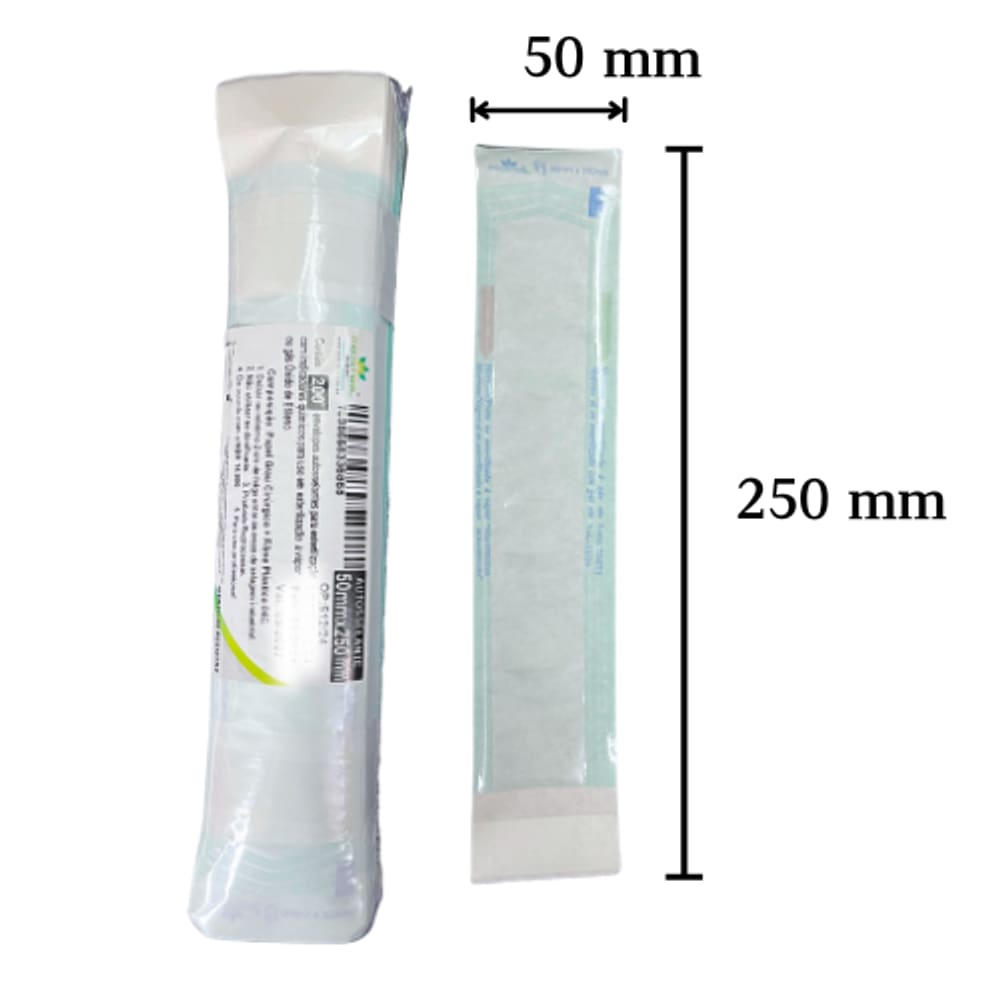 200 Envelopes 50x250mm Autosselantes Medsteril | Papel Grau Cirúrgico p/ Esterilização